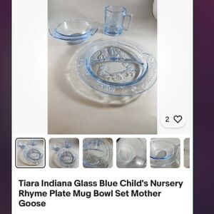 Tiara Indiana Blue Child's Nursery Rhyme Plate Mug Bowl Set NEW IN BOX